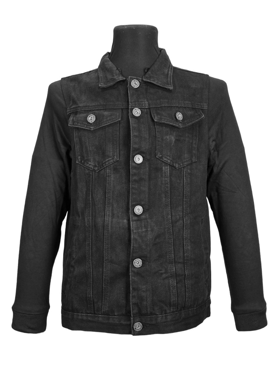 Жилет джинсовый с рукавами и капюшоном - фото 1 - rockbunker.ru