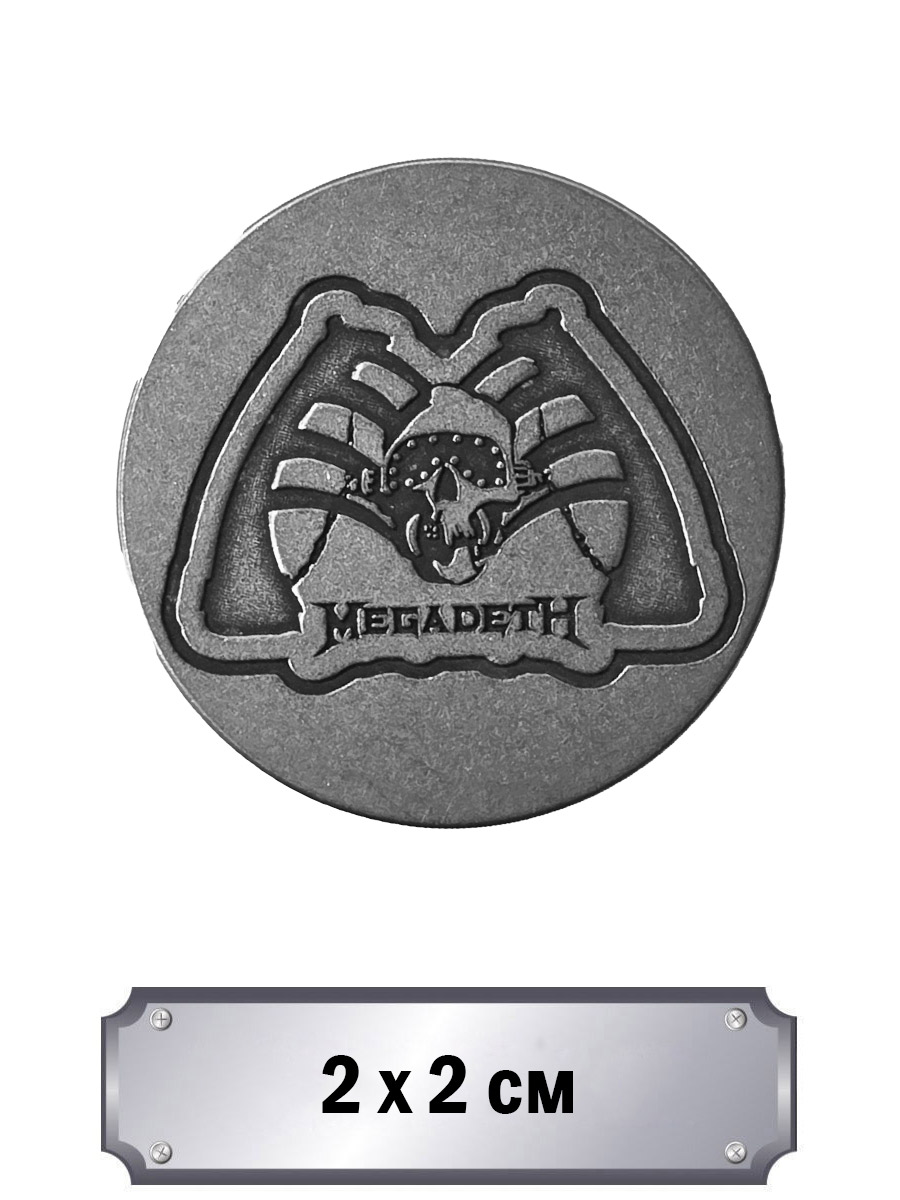 Значок с тиснением Megadeth - фото 1 - rockbunker.ru