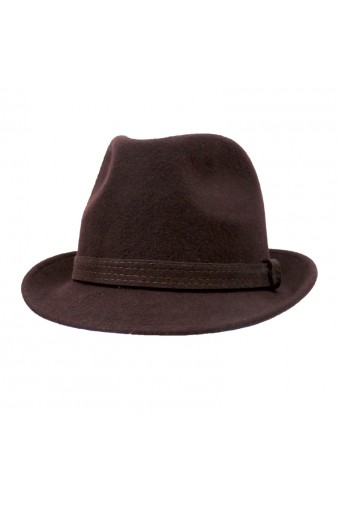 Шляпа фетровая классическая коричневая - фото 1 - rockbunker.ru
