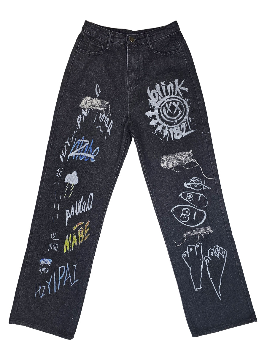 Джинсы черные Blink 182 - фото 1 - rockbunker.ru