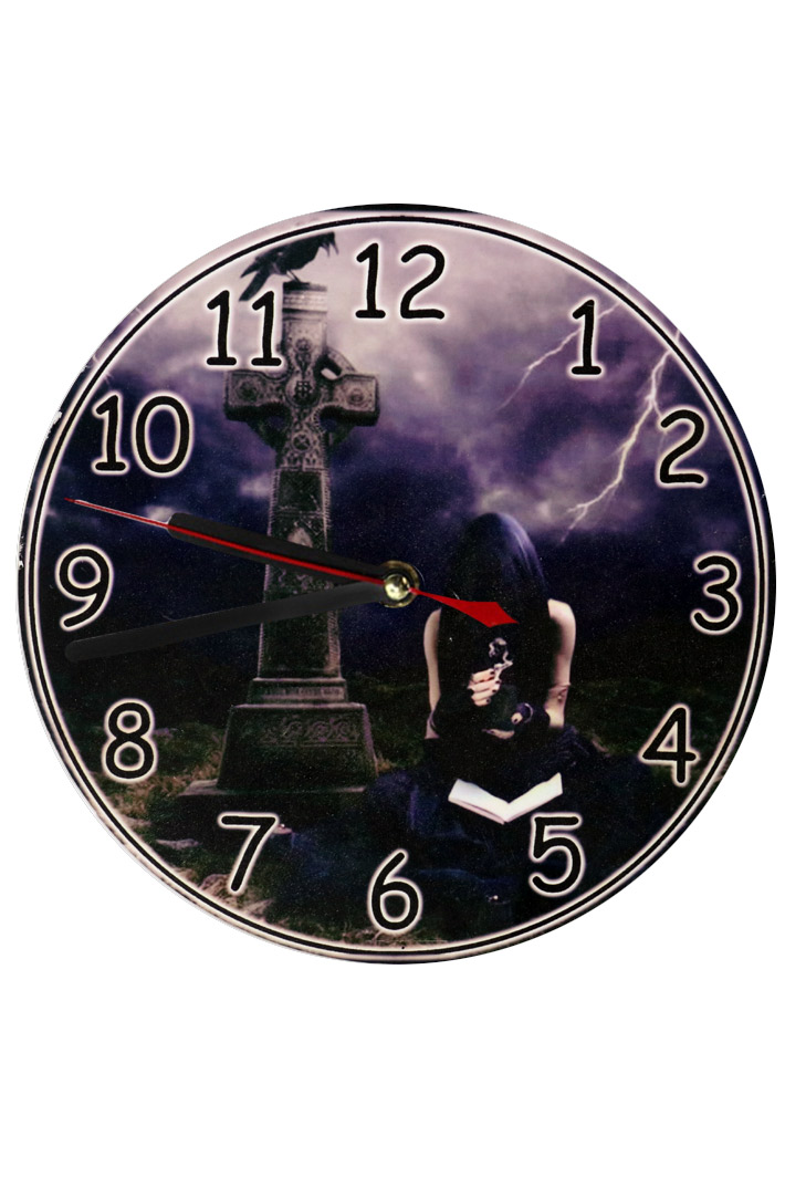 Часы настенные Девушка на кладбище - фото 1 - rockbunker.ru