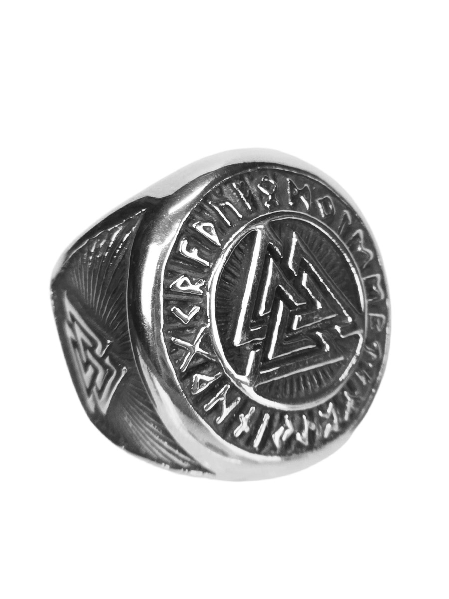 Кольцо Валькнут с Рунами - фото 1 - rockbunker.ru