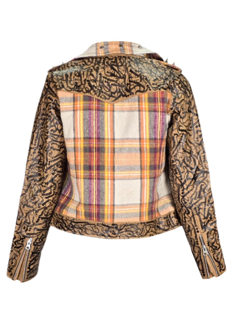 Куртка клетчатая кастомная Сalligraphy - фото 2 - rockbunker.ru