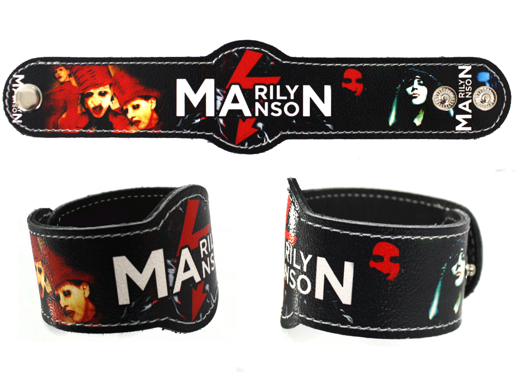 Фан-браслет кожаный RockMerch Marilyn Manson - фото 1 - rockbunker.ru