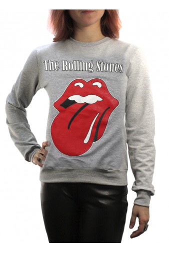 Свитшот RockMerch The Rolling Stones серый - фото 1 - rockbunker.ru