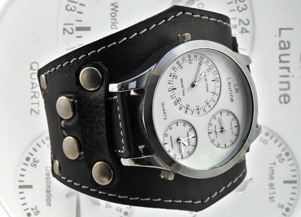 Часы наручные Laurine с кожаным браслетом - фото 2 - rockbunker.ru