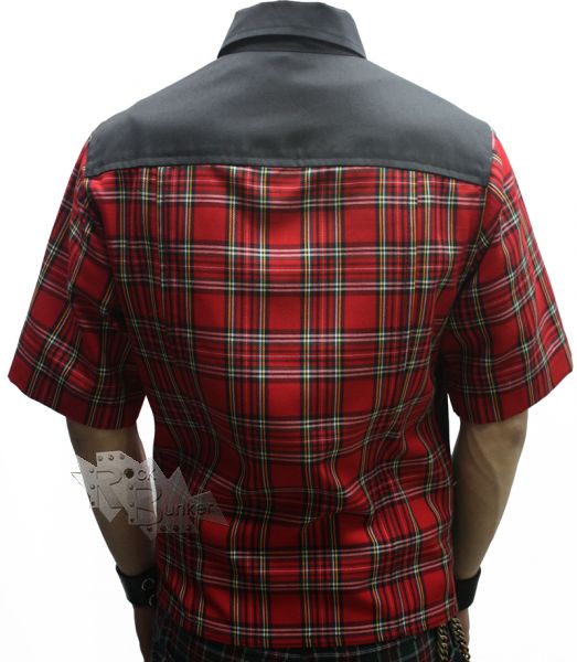 Рубашка Hacker 010 с короткими рукавами красно-черная - фото 5 - rockbunker.ru