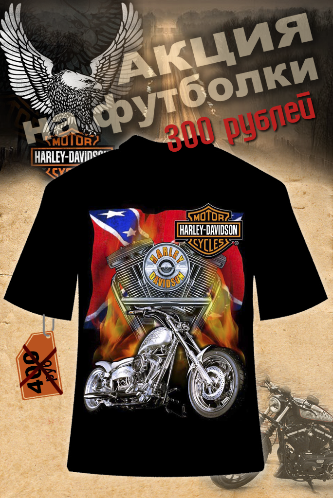 Футболка Harley-Davidson - фото 1 - rockbunker.ru