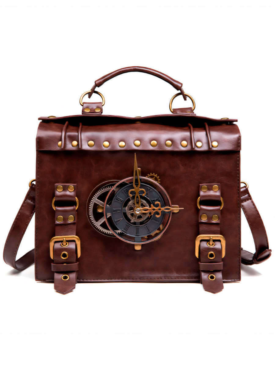 Сумка Стимпанк с Ремнями Часы - фото 1 - rockbunker.ru