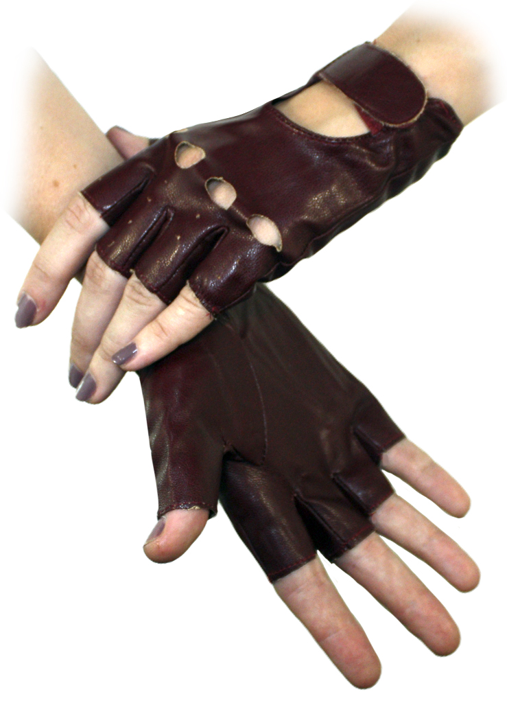 Перчатки кожаные без пальцев женские на липучке - фото 4 - rockbunker.ru