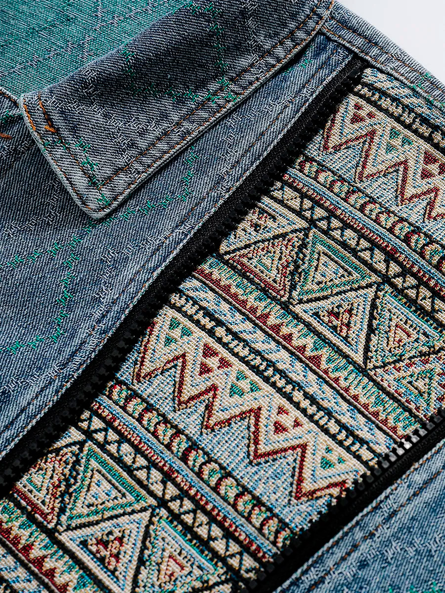 Куртка Джинсовая со Вставками - фото 3 - rockbunker.ru