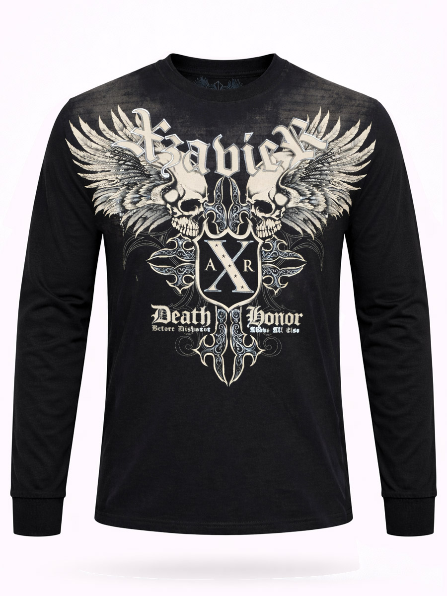 Футболка Xzavier с длинным рукавом Cross Skulls - фото 1 - rockbunker.ru