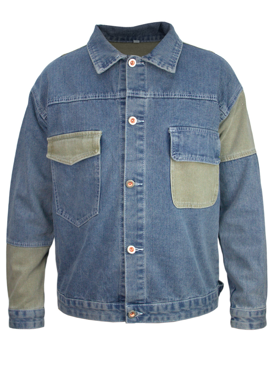 Куртка Джинсовая Синяя Комбинированная - фото 1 - rockbunker.ru