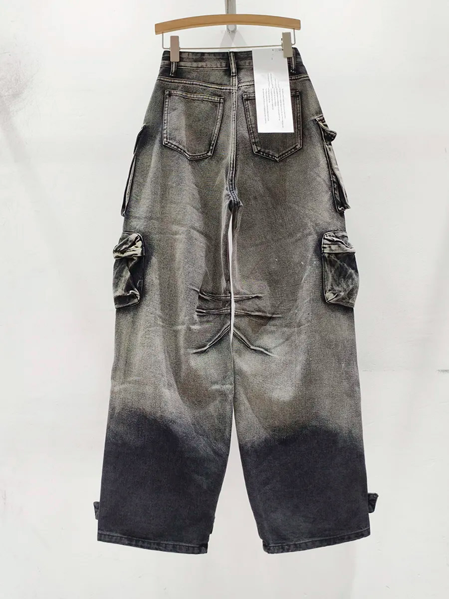 Штаны Джинсовые с Карманами Серые - фото 2 - rockbunker.ru