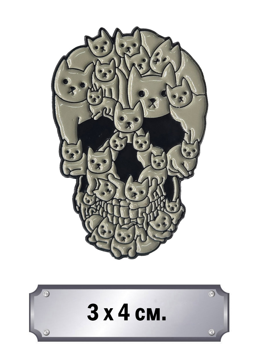 Значок Череп из котов - фото 1 - rockbunker.ru