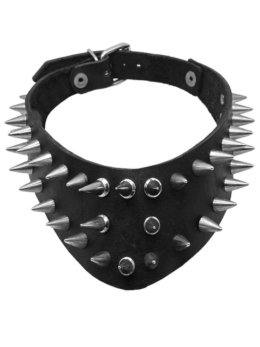 Кожаный ошейник Rebel State Шипы - фото 1 - rockbunker.ru