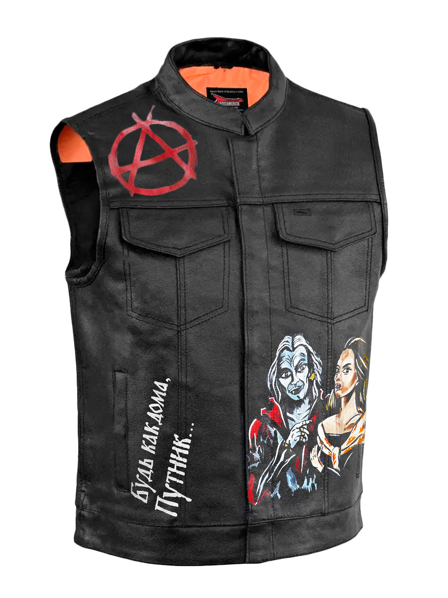 Жилет кожаный кастомный Король и Шут - фото 2 - rockbunker.ru