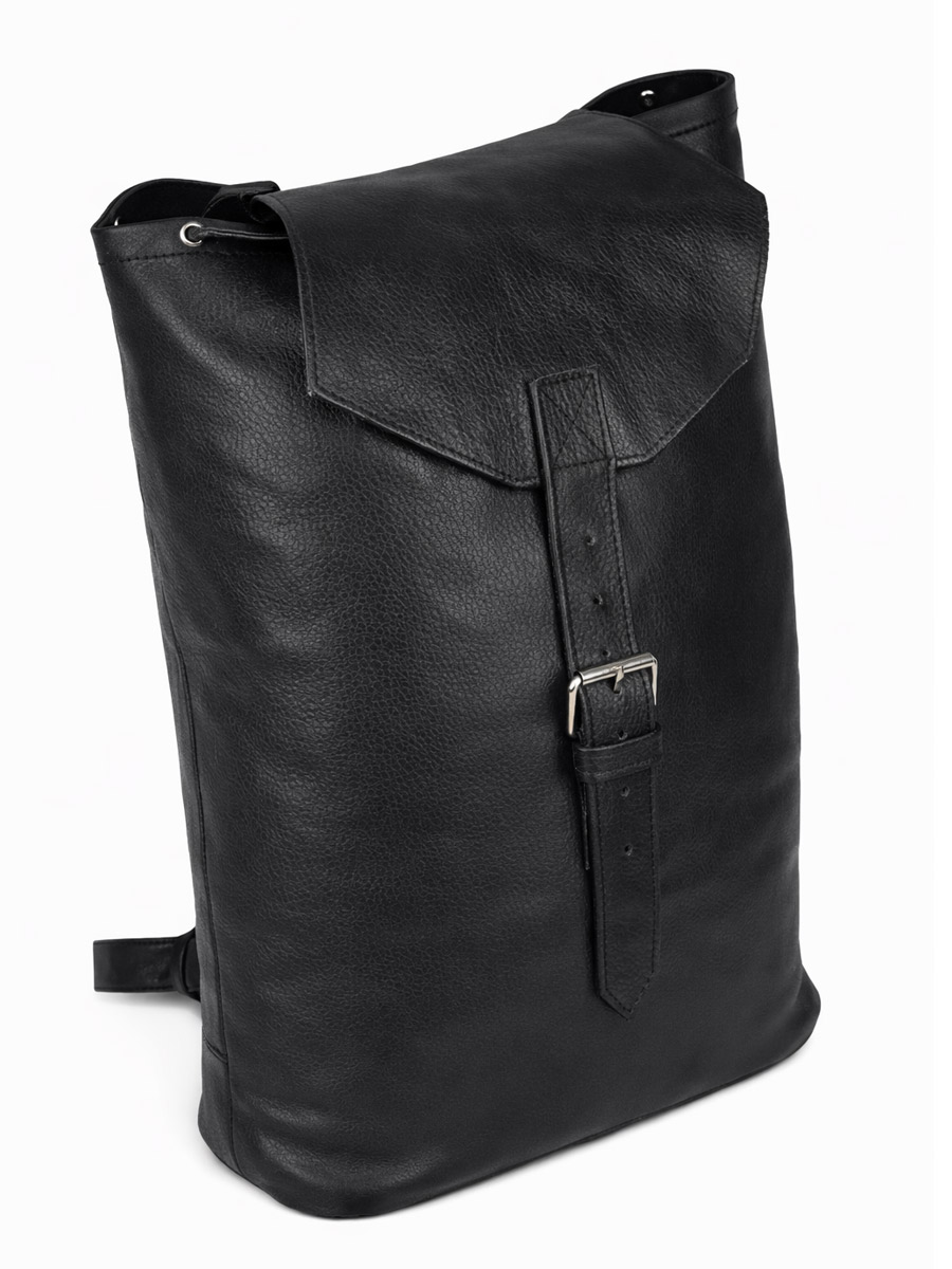 Торба кожаная с клапаном черная - фото 1 - rockbunker.ru