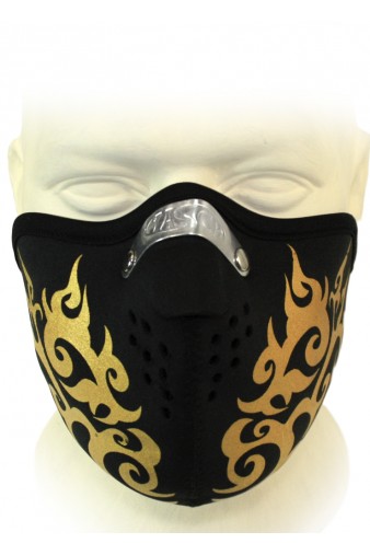 Байкерская маска Трайбл узор Дракон золотая - фото 2 - rockbunker.ru