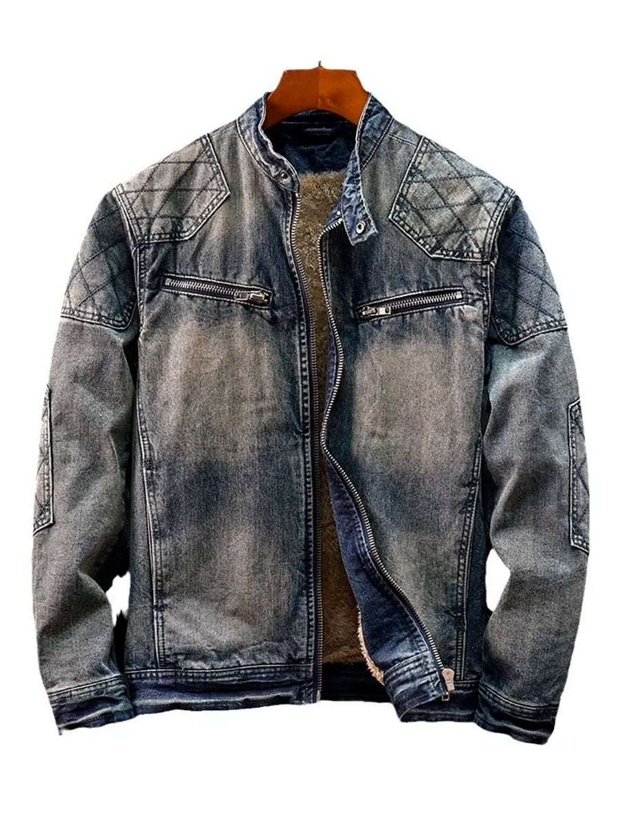 Куртка Джинсовая на Молнии Утепленная - фото 1 - rockbunker.ru