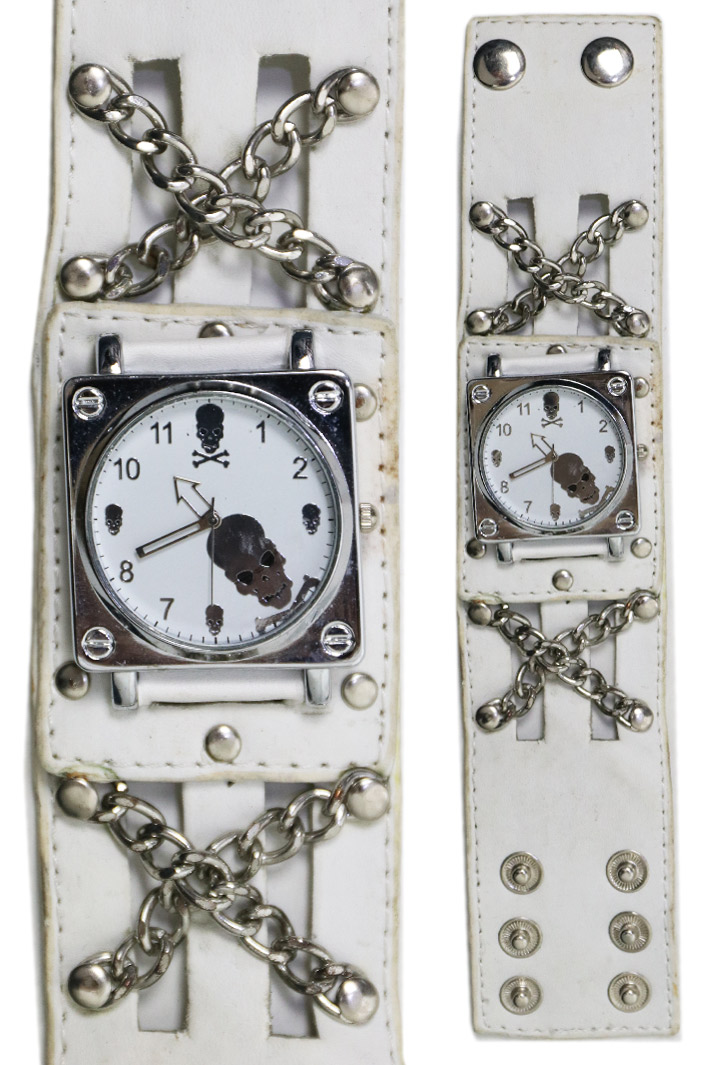 Часы Черепа с цепями с белым циферблатом коричневые - фото 10 - rockbunker.ru