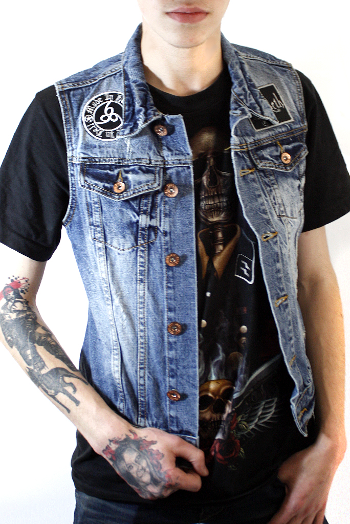 Жилет джинсовый с нашивками Opeth Made in Hell Immortal - фото 1 - rockbunker.ru