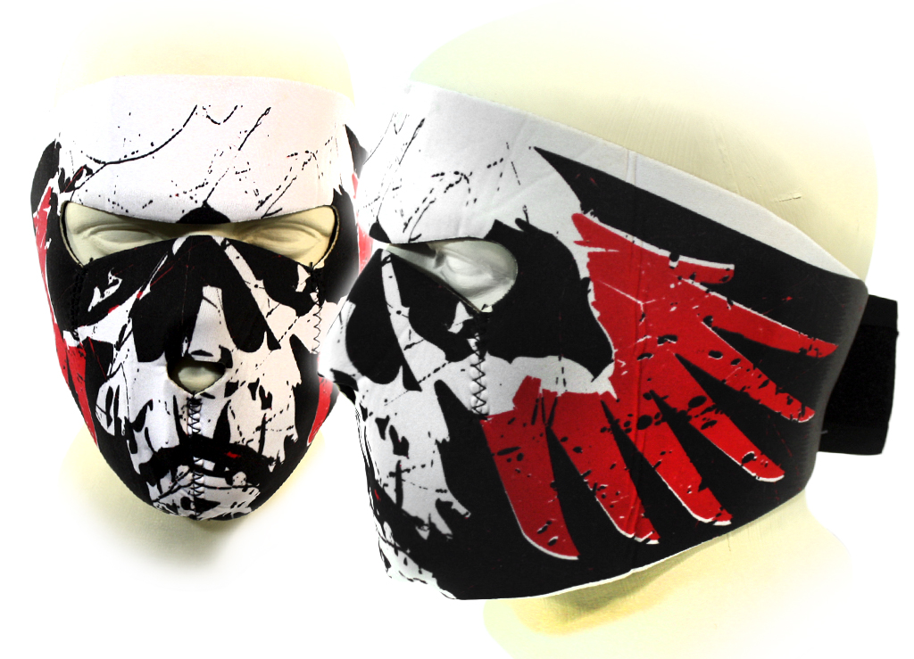 Байкерская маска череп с красными крыльями на все лицо - фото 3 - rockbunker.ru