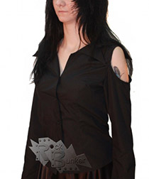 Рубашка готическая с вырезами на плечах - фото 1 - rockbunker.ru