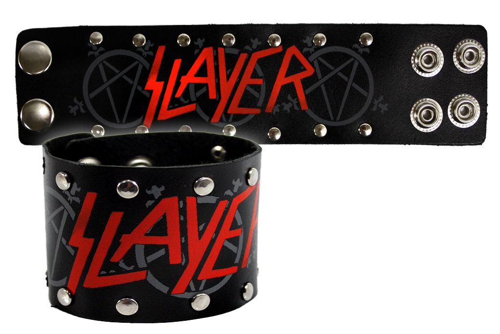 Браслет кожаный Slayer - фото 1 - rockbunker.ru