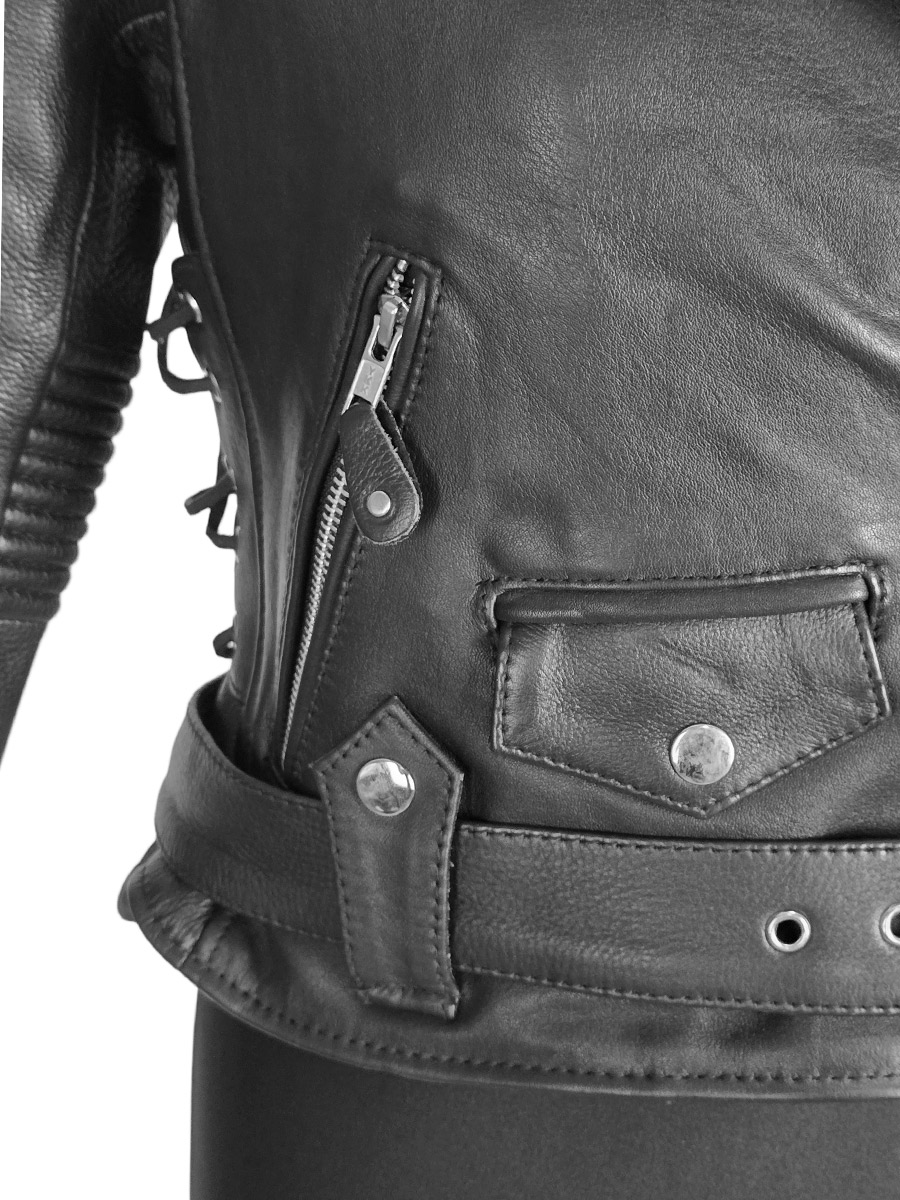 Косуха женская кожаная RockMerch KRM044B - фото 4 - rockbunker.ru