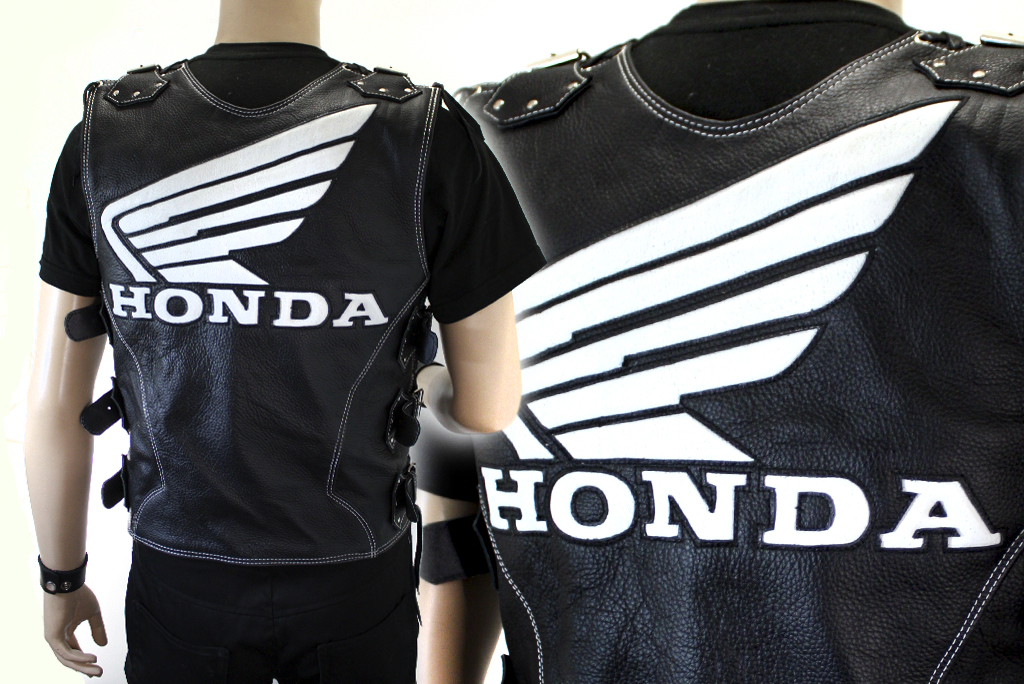 Жилет кожаный мужской Honda - фото 2 - rockbunker.ru