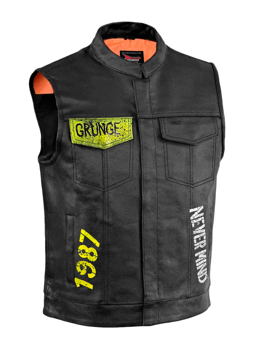 Жилет кожаный кастомный Nirvana - фото 2 - rockbunker.ru