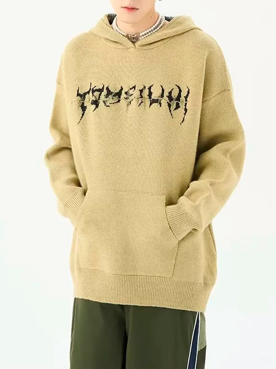 Свитер Вязаный с Капюшоном Бежевый - фото 2 - rockbunker.ru