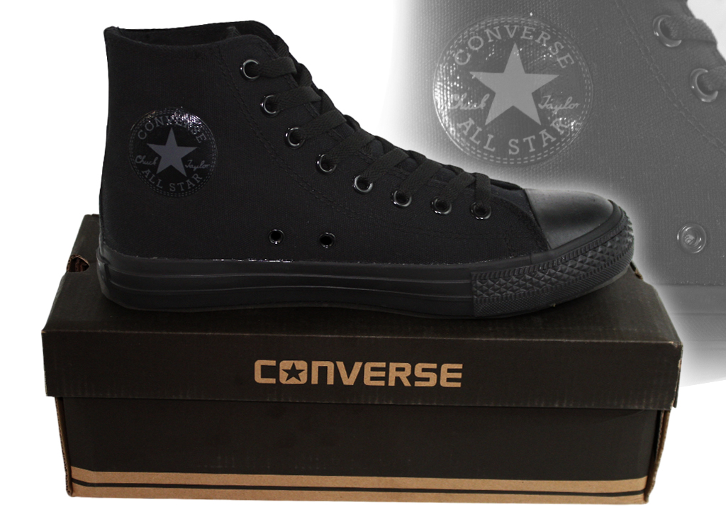 Кеды Converse All Star Black Black Logo 8 блоков черные с черным логотипом - фото 4 - rockbunker.ru