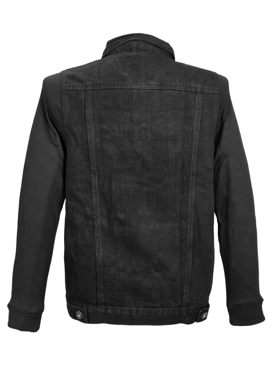 Жилет джинсовый с рукавами и капюшоном - фото 2 - rockbunker.ru