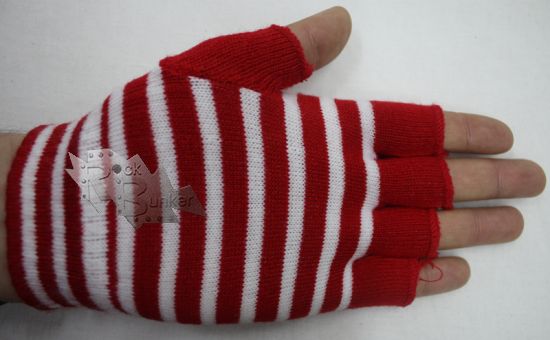 Перчатки без пальцев в розово-белую полоску - фото 6 - rockbunker.ru