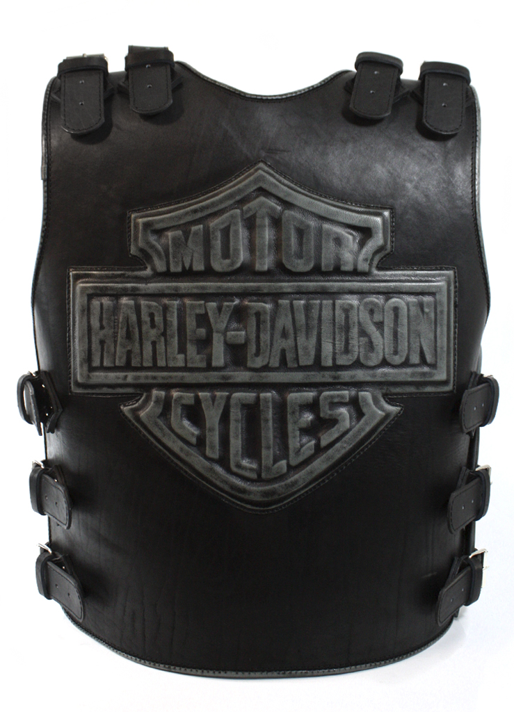 Жилет кожаный броня Harley-Davidson с ремнями - фото 2 - rockbunker.ru