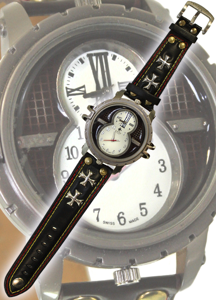 Часы наручные Swiss с кожаным браслетом - фото 7 - rockbunker.ru