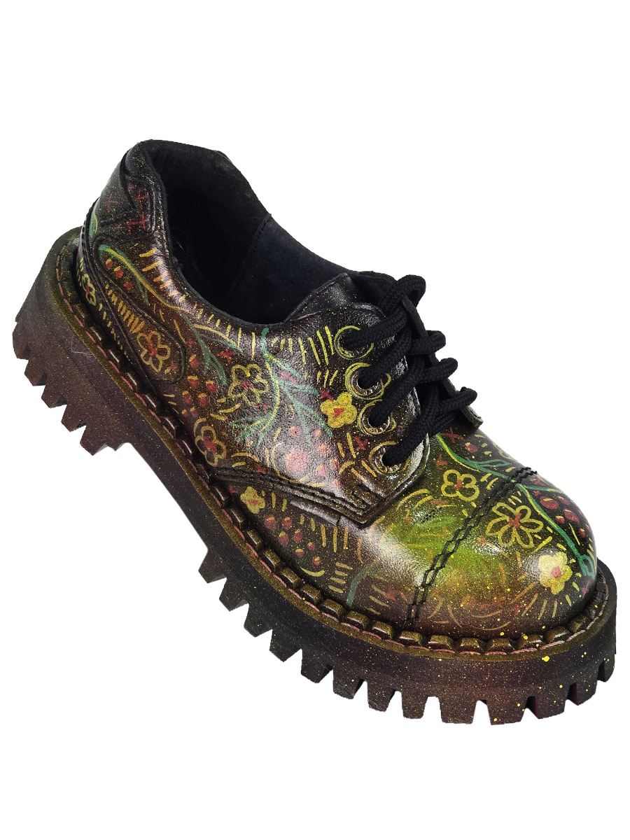 Полуботинки кожаные кастомные Хохлома  - фото 1 - rockbunker.ru