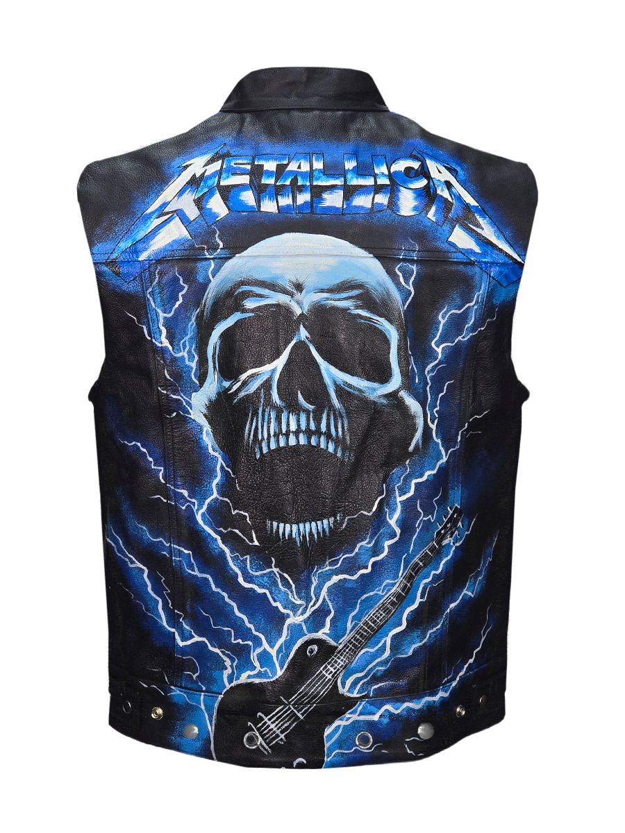Жилет кожаный кастомный Metallica - фото 1 - rockbunker.ru