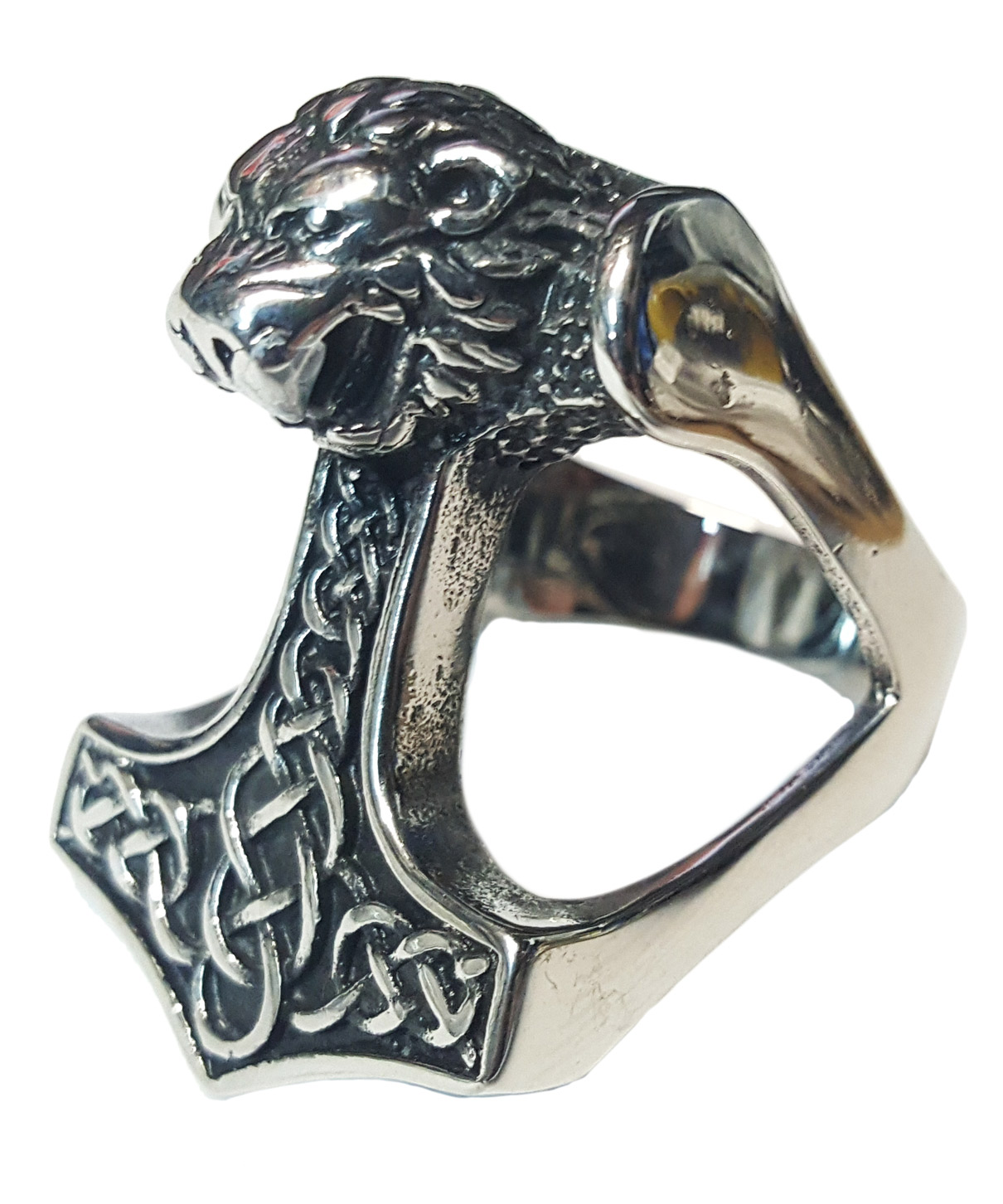 Кольцо Молот Тора с львиной головой - фото 1 - rockbunker.ru