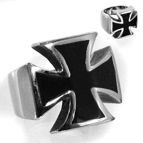 Кольцо Черный Мальтийский крест - фото 1 - rockbunker.ru