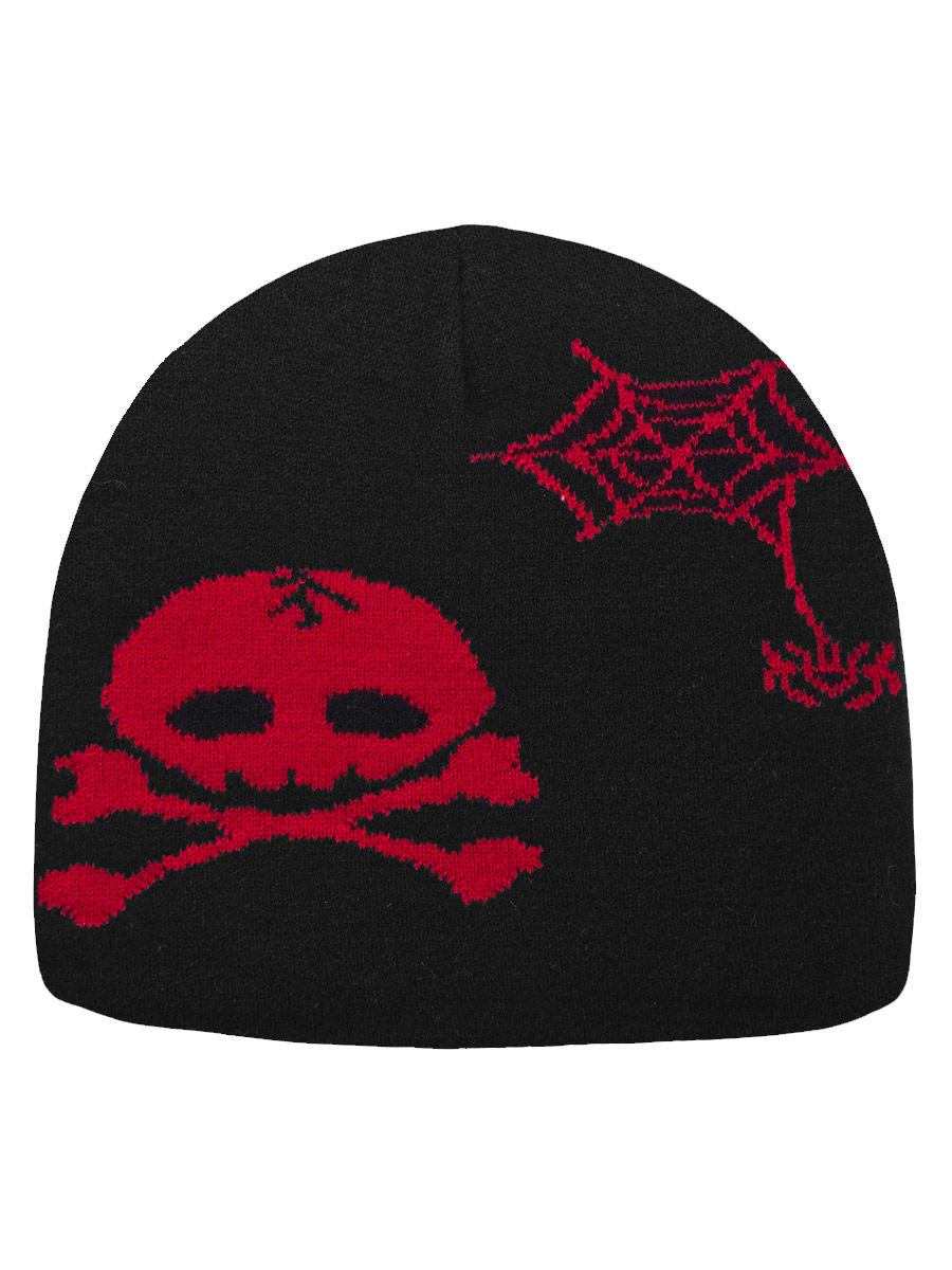 Шапка Череп Красный Паутина - фото 1 - rockbunker.ru