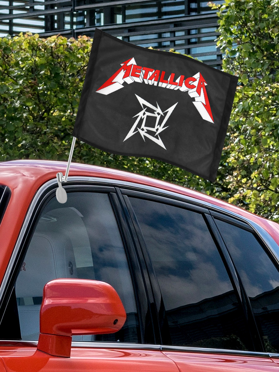 Флаг автомобильный Metallica Logo - фото 3 - rockbunker.ru
