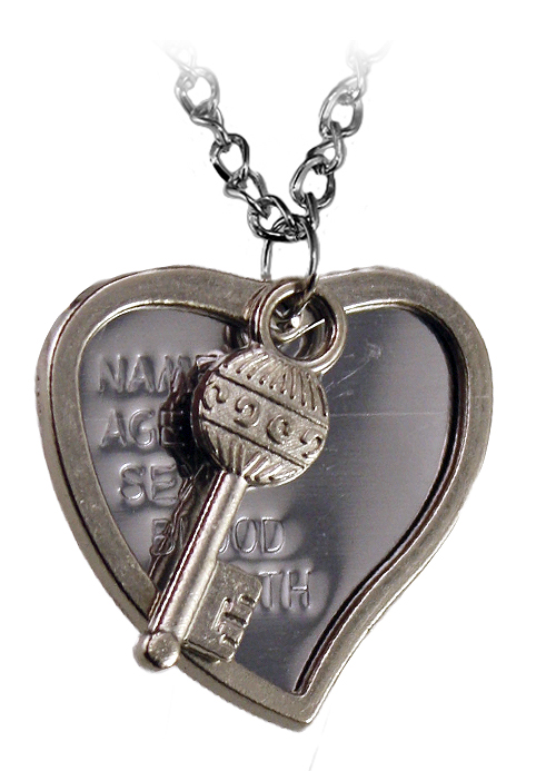 Жетон армейский в форме сердца с кулоном Ключ - фото 1 - rockbunker.ru