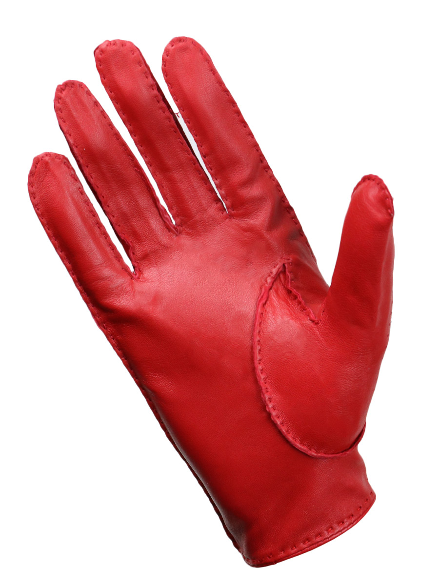 Перчатки кожаные красные с перфорацией на липучке - фото 2 - rockbunker.ru