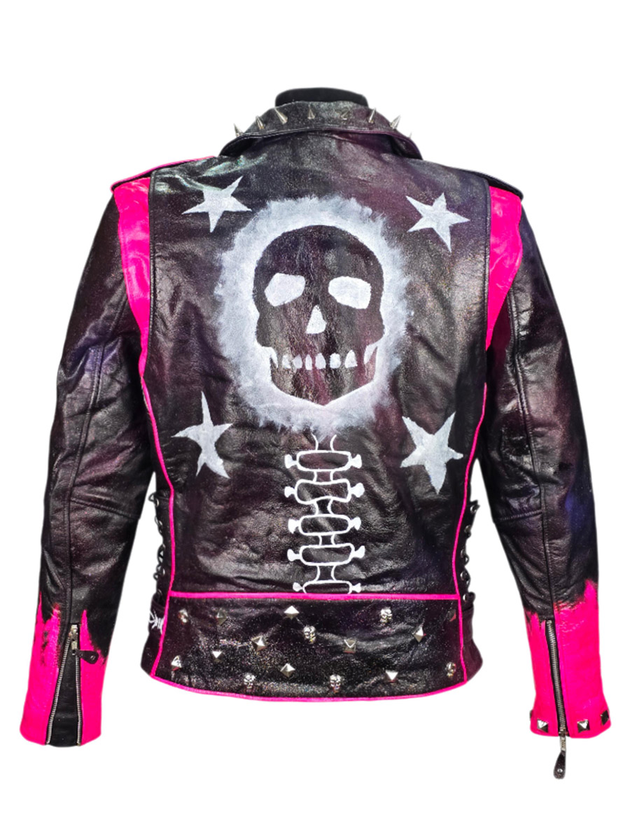 Косуха кастомная кожаная Acid Scull - фото 2 - rockbunker.ru