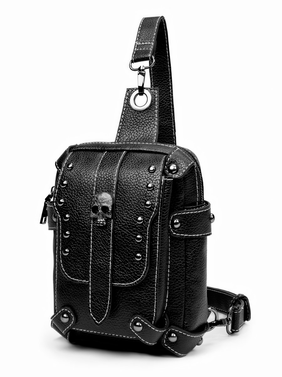 Подсумок Стимпанк Череп Черный - фото 1 - rockbunker.ru