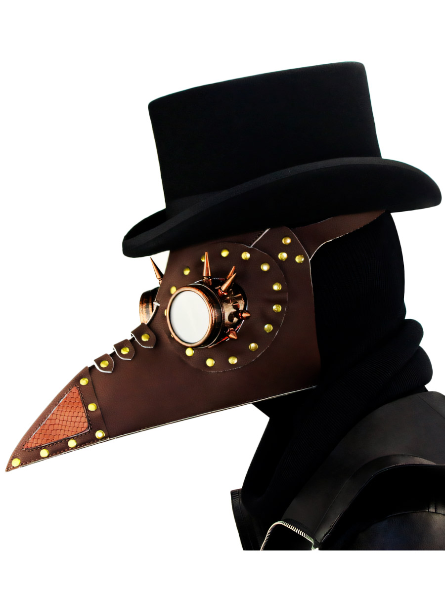 Маска Стимпанк Чумной Доктор Шипы Коричневая - фото 1 - rockbunker.ru