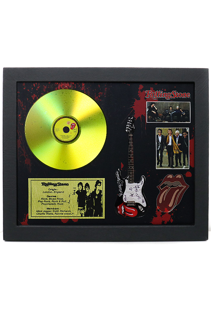 Сувенирный набор золотой диск The Rolling Stones - фото 1 - rockbunker.ru